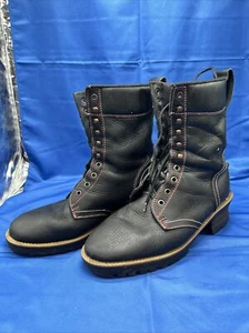Bronx Biker Boots Styled by Dijkmans Women’s Size EU 42 US 10 Leather Red Stitch - Picture 1 of 15