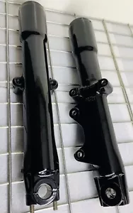 *Harley 1986-99 patas de horquilla Fat Boy HERITAGE 41mm NEGRO BRILLANTE deslizadores EXTRACTOS - Imagen 1 de 10