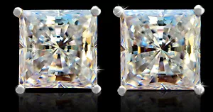 4 Kt Tw Principessa Vite Posteriore Orecchini Top Zirconia Cubica Moissanite - Foto 1 di 3