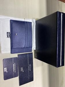 MONTBLANC bustina porta carte credito blu navy saffiano new
