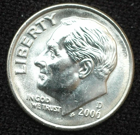 2006-D Roosevelt dime BU from original bank roll uncirculated coin Cover