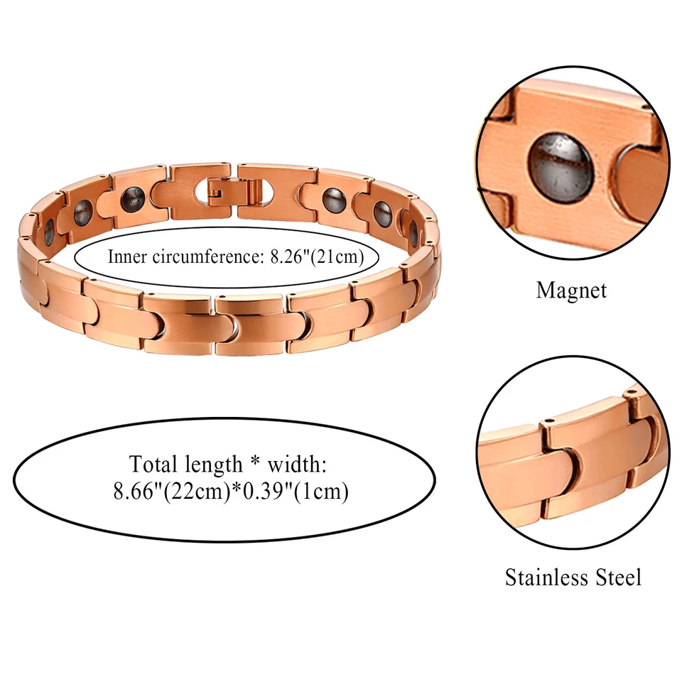 Pulsera magnética de acero inoxidable para hombre cadena elementos de terapia eslabón de golf saludable Foto 1 de 1