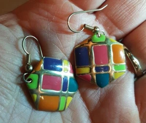 Lote De Colección 4 Pares PENDIENTES Esmaltados Años 80, Monet y Sin Marca Perforados, Clip NAPIER - Imagen 1 de 20