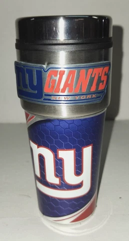 New York Giants NFL 16 oz Travel Mug with Stainless Steel Top and Emblem Cover