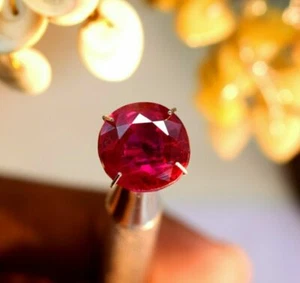 CGI Certified 6.45 Carat Natural Mozambique Red Ruby Round Cut - Picture 1 of 3