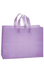 Clearance Lavender Frosted Plastic Handle Bags Gift Party Retail 16x6x12 lot 35 - Picture 1 of 1