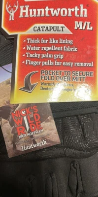 Huntworth Men's Black Stealth Pop Top Hunting Glove Catapult Size M/L - Image 1 of 2