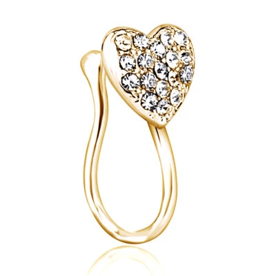 Non Piercing Clip-on Heart Nose Ring 14K Yellow Gold Plated Cubic Zirconia - Image 1 of 4