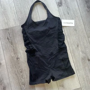 NWT Athleta Mesh Me Up Romper one piece Small Black - Picture 1 of 7