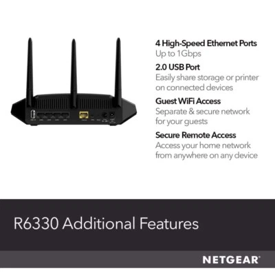 NETGEAR WiFi Router R6330 - Ac1600 Dual Band Wireless Speed up to 1600 Mbps - Image 1 of 3
