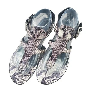 Franco Sarto Womens Shoes Size 9 Snakeskin Sandals Flat Patent Leather Buckle - Picture 1 of 12
