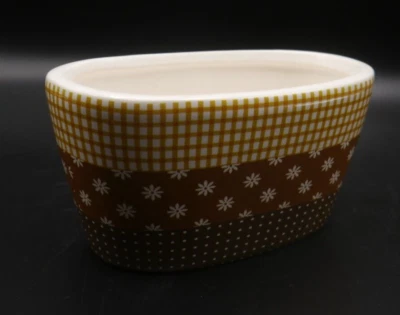 Pflanzschale Oval Keramik Pflanztopf Blumentopf 16 x 9,5 x H 8,5 cm Braun - Bild 1 von 4