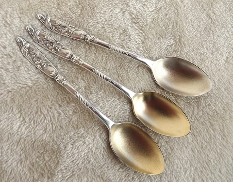 Floral by Reed & Barton 4" long Sterling demitasse spoon(s) 1 of 4 vermeil Cover