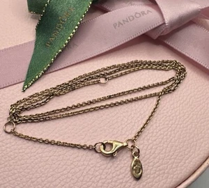 Pandora Rose Gold Fine Cable Chain Necklace 45cm 580413 Authentic Ale - Picture 1 of 13