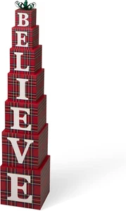 Wooden Double-Sided Believe Porch Nesting Boxes with Lids for Christmas Decorati - Picture 1 of 7