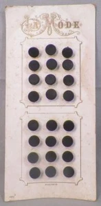 24 Antique Buttons on Card La Mode Austria Black Thermoplastic Austria 3/16in #6 - Picture 1 of 5