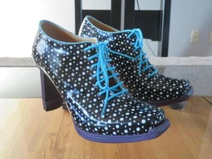 JOHN FLUEVOG Queen of Prussia LUDOVIKA Sexy Heeled Balmoral ~ Polka Dot  7.5 - Picture 1 of 5