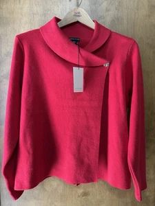 Adrienne Vittadini Women Sweater Cardigan Wool Blend Red M One Button New NWT - Picture 1 of 8