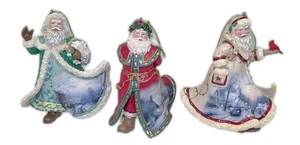 Set 3 decorazioni natalizie Babbo Natale Kinkade Old World #10 con certificato di autenticità - Foto 1 di 8