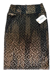 NUEVA Falda Lápiz LuLaRoe Pequeña Elegante Negra Plateada Dorada Metálica Vacaciones Cassie - Imagen 1 de 8