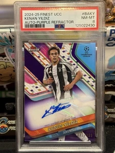 2024-25 Finest UCC JUVENTUS Kenan Yildiz PURPLE REFRACTOR AUTO / 299 PSA 8 TZ - Picture 1 of 2