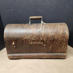 Singer Sewing Machine Bentwood Top Case Only Vintage Wooden w/ Key - Picture 1 of 6