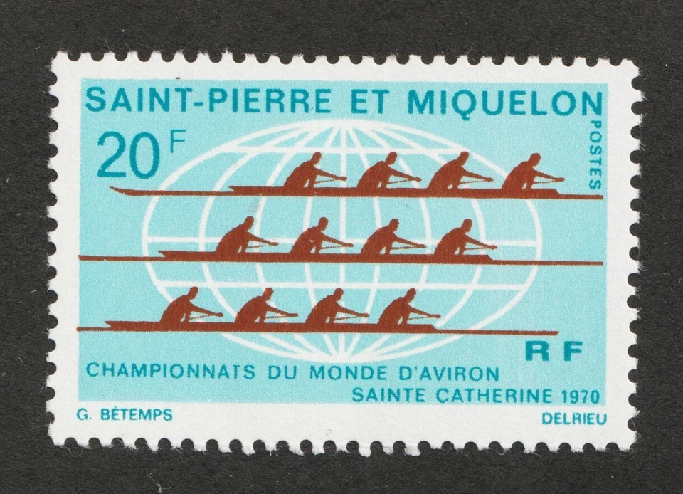 1970 St-Pierre et Miquelon Sc# 399 - 20F World Rowing Championships. MH Cv$18.00 - Image 1 of 1