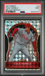 PSA 9 MINT! Cole Hamels 2011 Topps Finest Die-Cut Mosaic Refractor Card /10 #24 - Bild 1 von 2