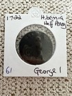 1722 George I Irish Hibernia Halfpenny Wood
