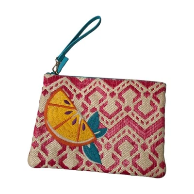 EUC Vera Bradley Shore Enough Fruit Straw Beach Large 11x8 Wristlet Clutch Bag - Image 1 of 4