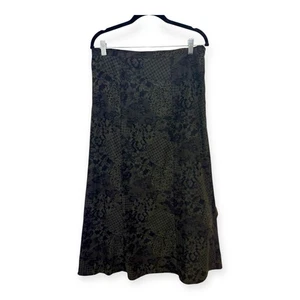 Notations Dark Green Patchwork Floral Maxi Skirt Dark Academia Whimsigoth M  - Picture 1 of 8