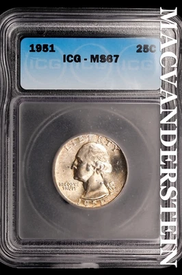 1951 Washington Quarter - ICG MS67 - Scarce  No Reserve  #SLi681 - Image 1 of 2