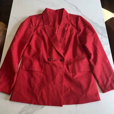 Mujer Rojo Doble Pecho Blazer Traje Abrigo Carrera Chaqueta Forrada Talla Grande NUEVO Foto 1 de 4