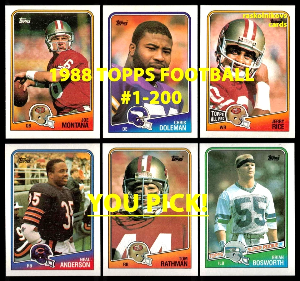 1988 Topps FOOTBALL #1-200 Complete Your Set $2 or 2 Card Minimum YOU PICK! - Image 1 of 1