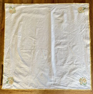 Vintage Handarbeit Tischdecke Quadrat Topper Handarbeit Häkelborte Textil 34x35 - Bild 1 von 20