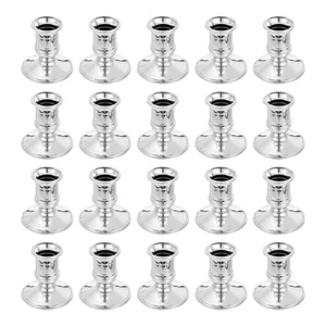 20Pcs Plastic Taper Candle Holders - Silver Pillar Candle Base for Home Decor... - Picture 1 of 9