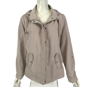 Jeanswest Jacket Beige Size 14 Anorak Hood Pockets Zip Front Roll Tab Sleeves - Picture 1 of 11
