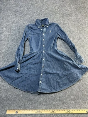 Polo Ralph Lauren Dress Girls 16 Denim Button Front Long Sleeve Collared - Image 1 of 4