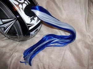 CASCO PERSONALIZADO PONYTAIL AZUL Y PLATEADO Dallas, Detriot, Fuerza Aérea..Más - Imagen 1 de 5