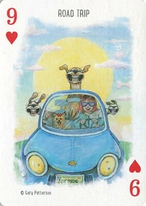 Tarjeta intercambiable Gary Patterson Road Trip Dogs 9 of Hearts fuera de existencia arte de humor - Imagen 1 de 2