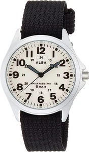 ALBA AQPK401 Seiko Alba Quartz Men's Watch Japan Analog White Black Nylon Belt - Picture 1 of 6