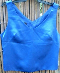 🦋 MGA Australia Size 10 COBALT BLUE Woman's Silky Polyester Formal Fitted Top - Picture 1 of 14