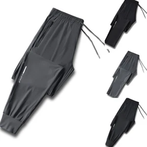 Mens Summer Ice Silk Pants Bottoms Casual Outdoor Cool Holiday Trousers Leggings - Picture 1 of 9