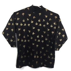 IN RESOURCE Damen L Langarm-Top mit Stehkragen Metallic Blumenmuster Schulterfrei - Bild 1 von 6