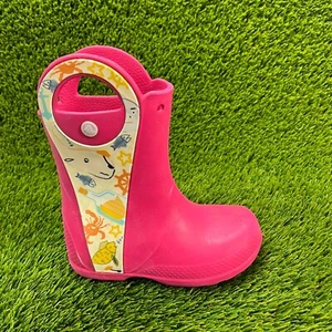 Crocs Girls Size 13C Pink Outdoor Waterproof Round Toe Mid Calf Rain Snow Boots - Picture 1 of 8