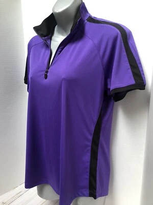Greg Norman женщин (M) 1/4 молнии стоять воротник фиолетовый/черный рубашка для гольфа ~ новый! - Изображение 1 из 4