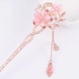 Vintage Chinese Style Rhinestone Hair Chopsticks Stick Hairpin Chignon Pin Gift - Picture 1 of 5