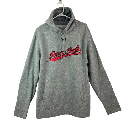 TEXAS TECH Sewn Logo Hoodie Sweatshirt Pullover Mens L Gray UNDER ARMOUR Loose Cover