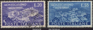 ITALIE RECONSTRUCTION DE L'ABBAYE DU MONT CASSIN N° 602/603 AVEC OBLITERATION - Picture 1 of 1