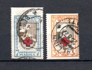 Estonia 1921 old set mis-perforated red cross stamps (Michel 29/30 Uw) nice used - Picture 1 of 2